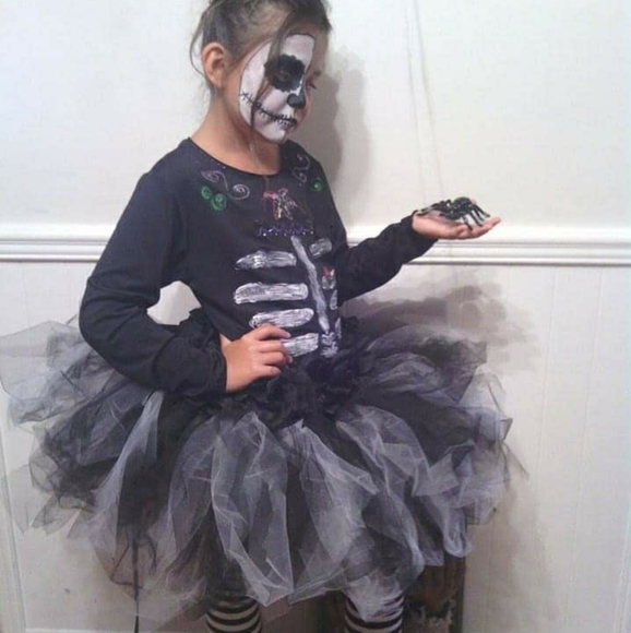 Girls high low tulle skirt Dia de los Muertos